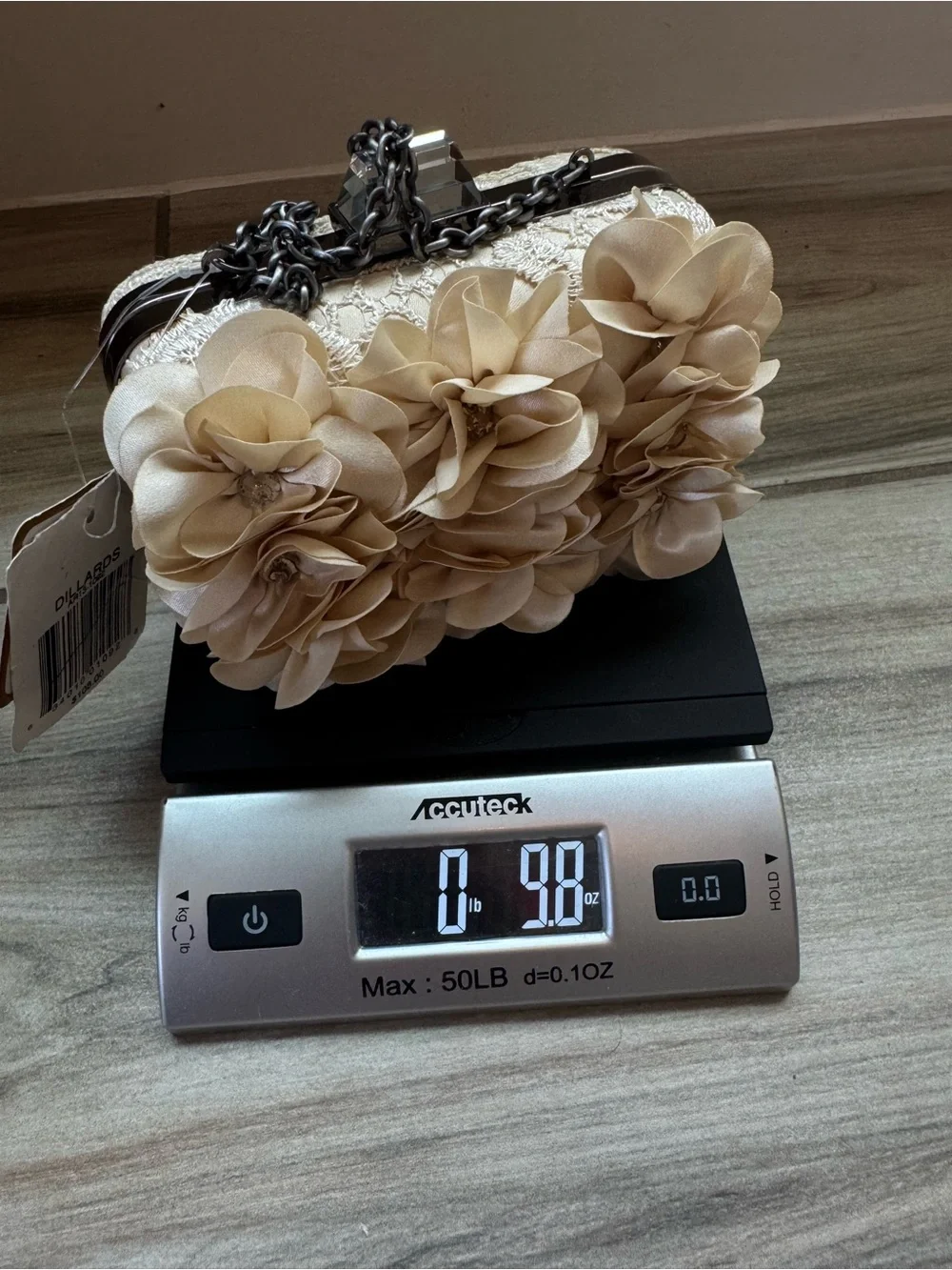 Aria by Mary Frances Ivory Floral Lace Clutch 3D Flowers Bridal Evening Bag NWT